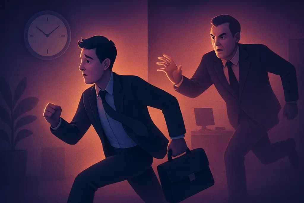 Dream illustration: being late to work chased by my boss dream