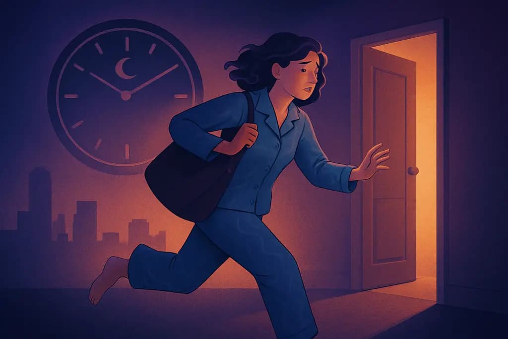 Dream illustration: being late to work in my pajamas dream