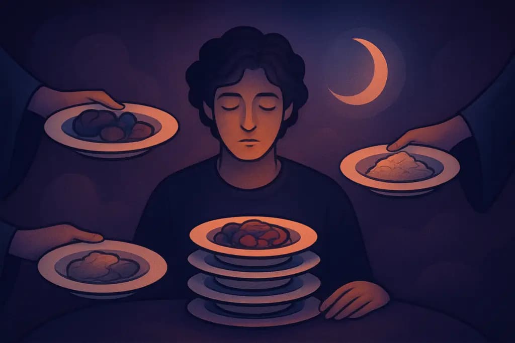 Dream illustration: being served a never-ending meal dream meaning