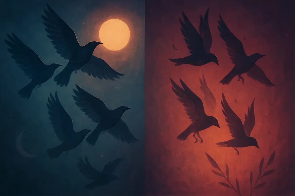 Dream illustration: Birds (flocking or falling)