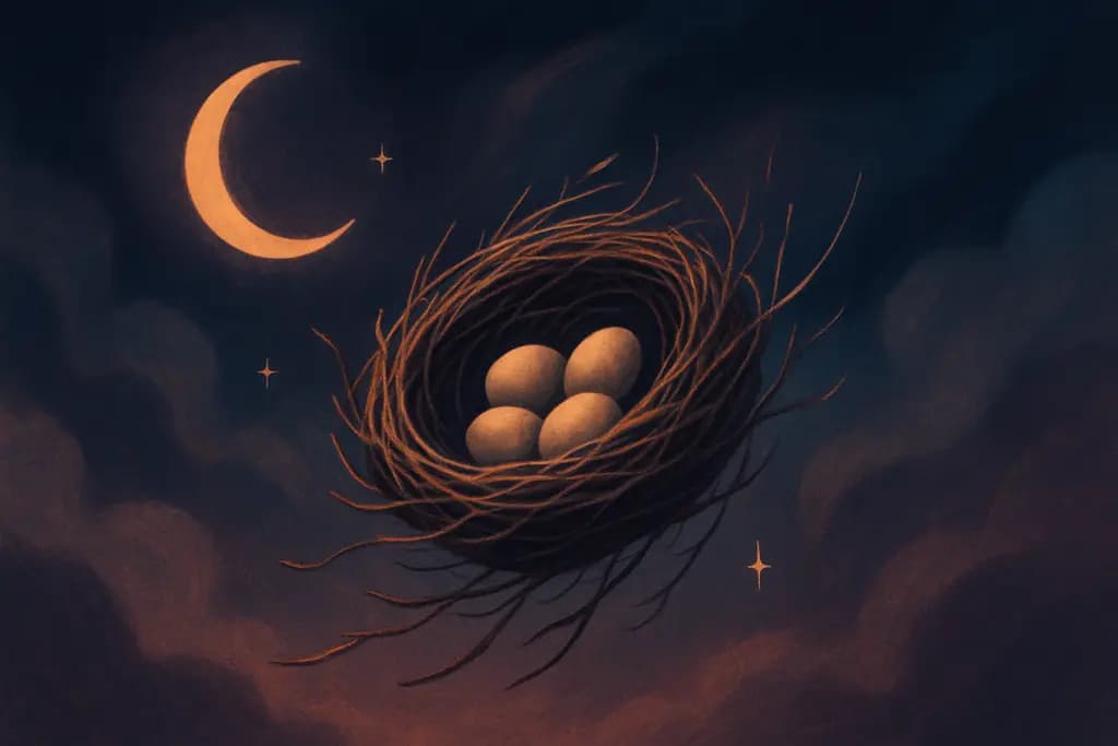 Dream illustration: Bird's nest falling