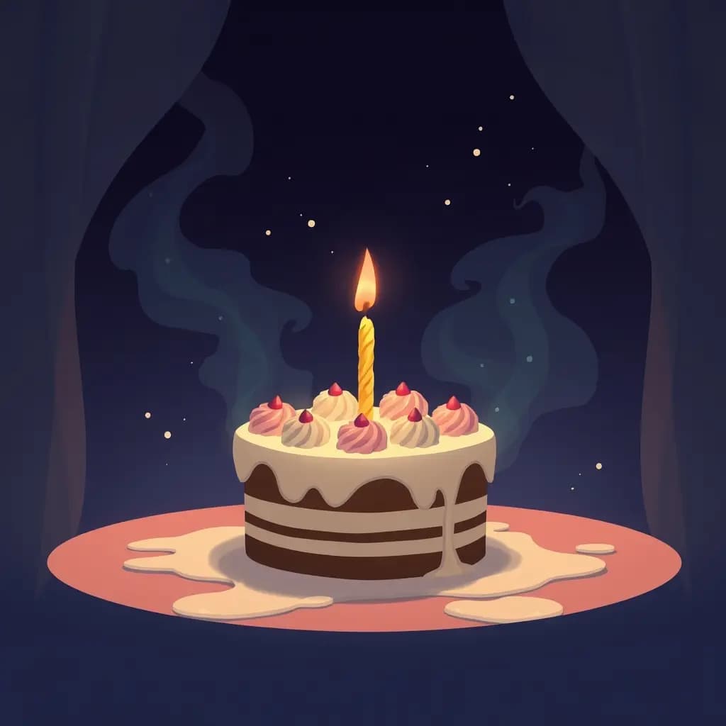 Dream illustration: Birthday cake melts away
