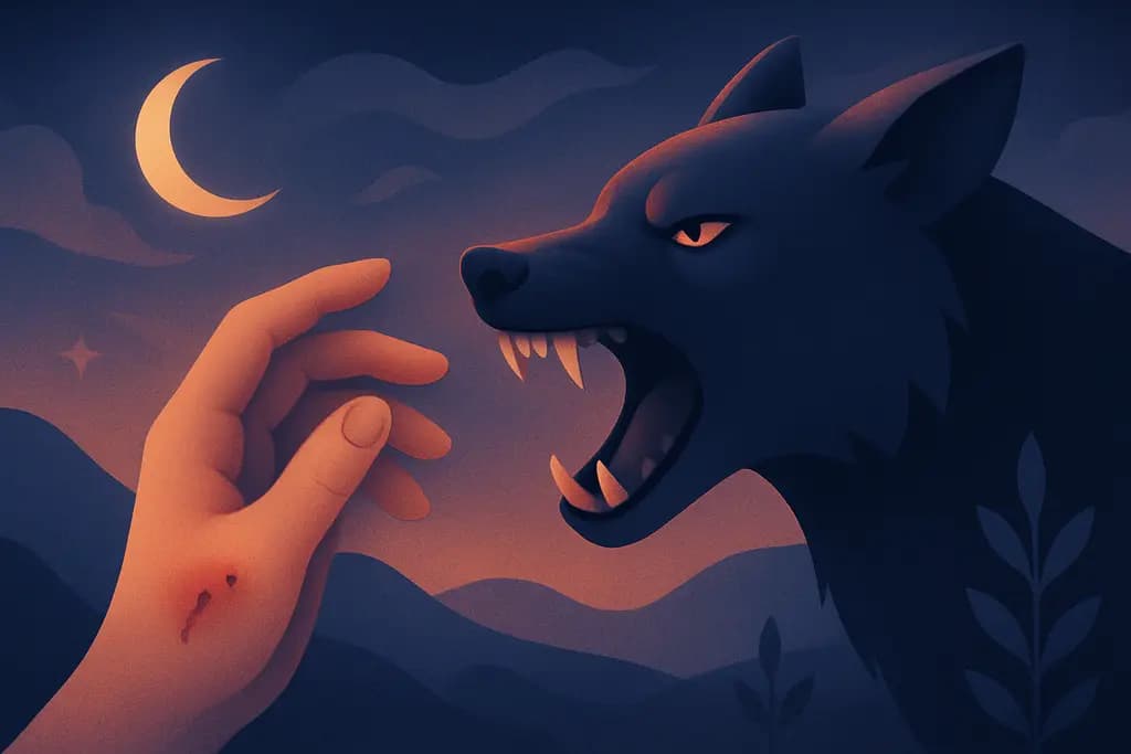 Dream illustration: Bitten by an unknown animal dream