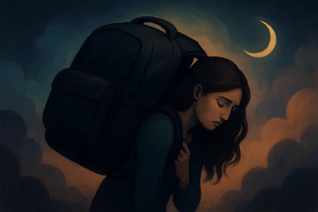 Dream illustration: black backpack weighing me down dream meaning
