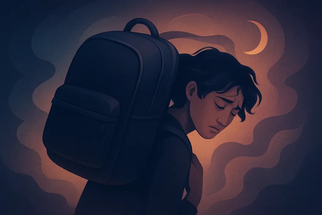 Dream illustration: black backpack weighing me down dream