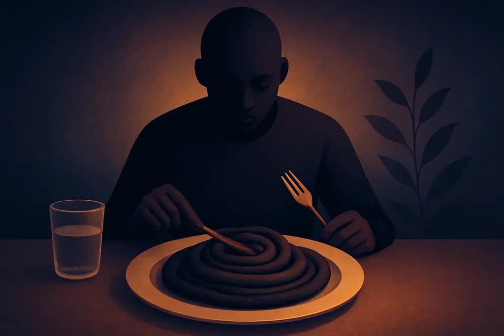 Dream illustration: black being served a meal that never finishes