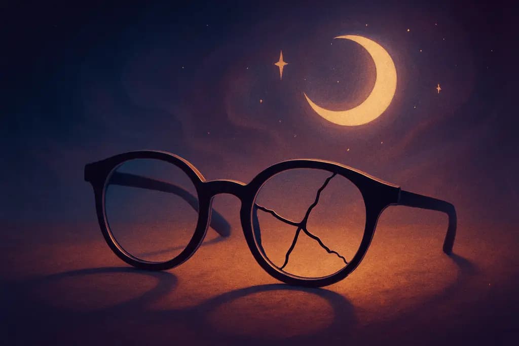 Dream illustration: black broken eyeglasses