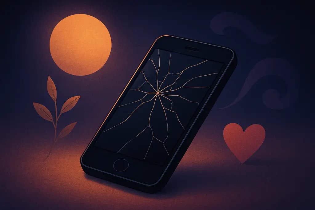 Dream illustration: black broken phone screen dream meaning