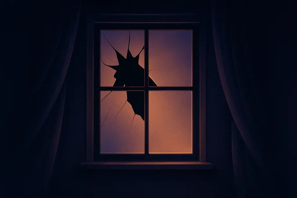 Dream illustration: black broken window
