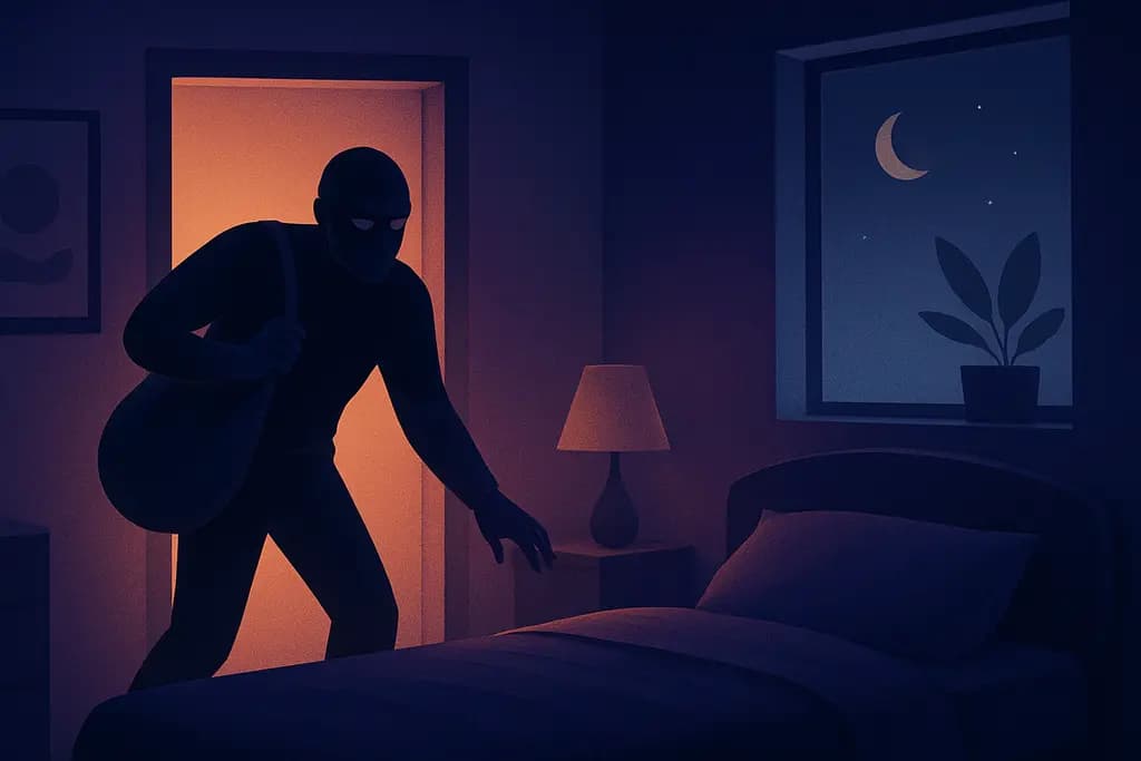 Dream illustration: black burglar in my home burglary dream