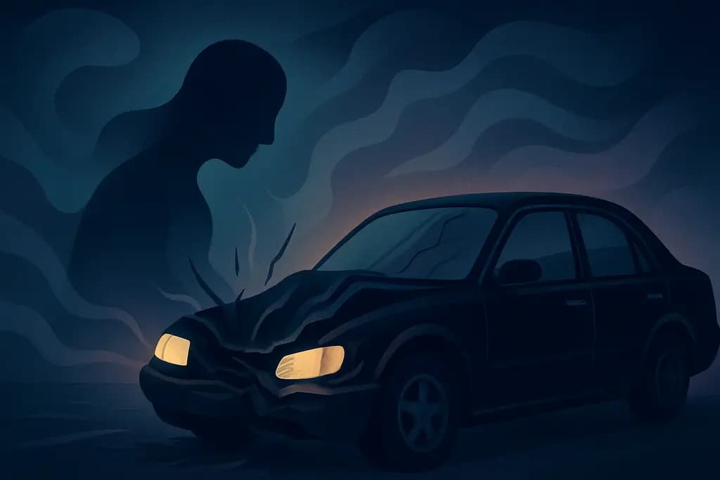 Dream illustration: black car accident dream