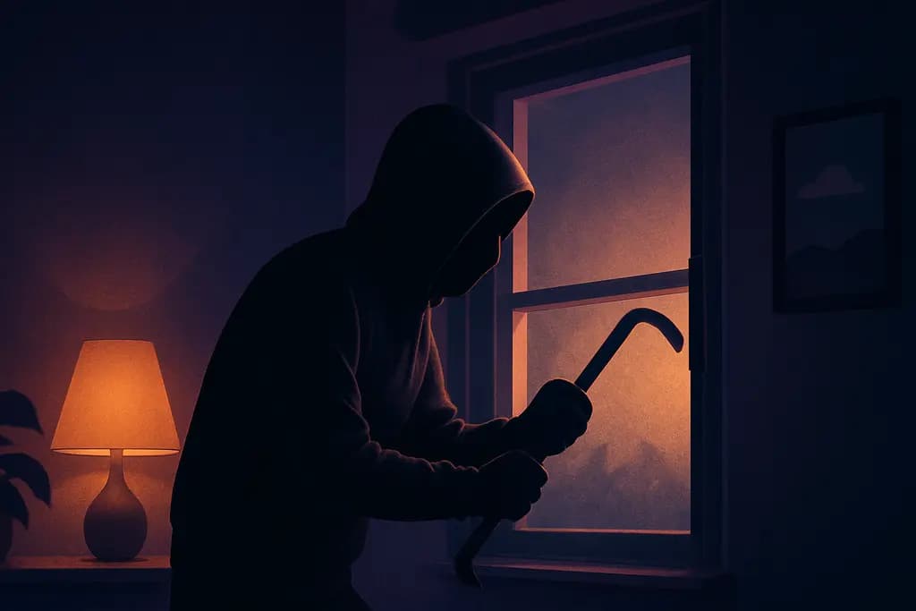 Dream illustration: black-clad burglar breaking into my home dream