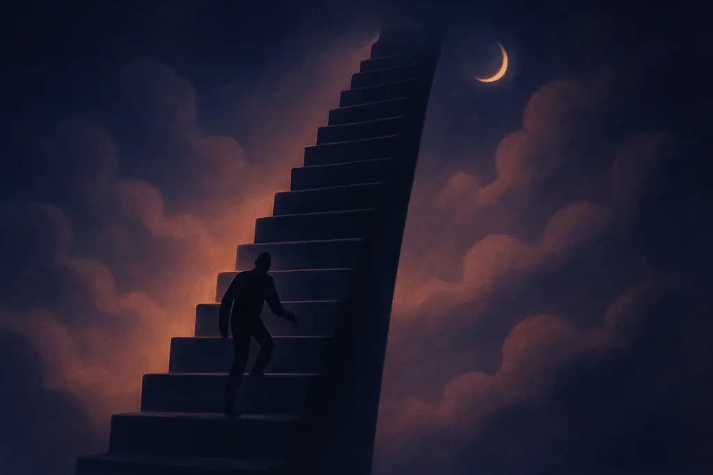 Dream illustration: black climbing with no top in sight