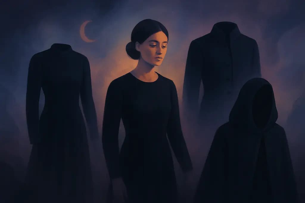 Dream illustration: black clothes keep changing style in my dream