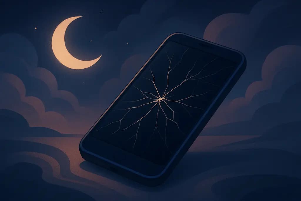 Dream illustration: black cracked smartphone screen dream meaning