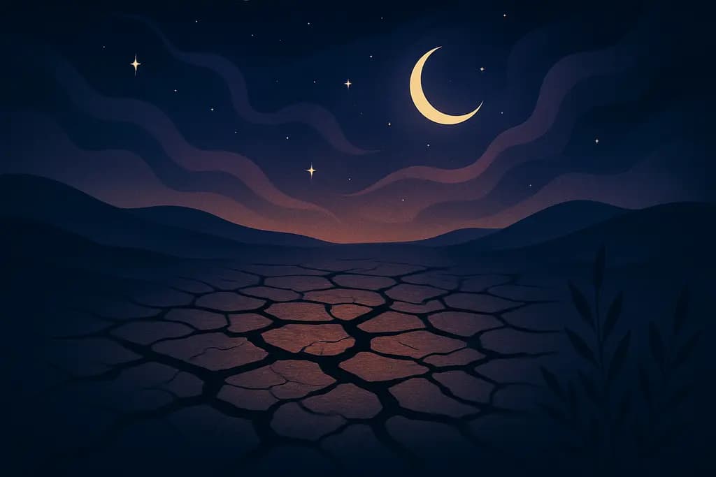Dream illustration: black dry cracked earth in a dream