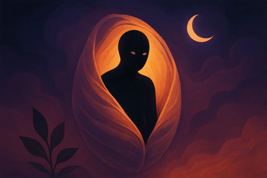 Dream illustration: black emerging from a cocoon dream meaning