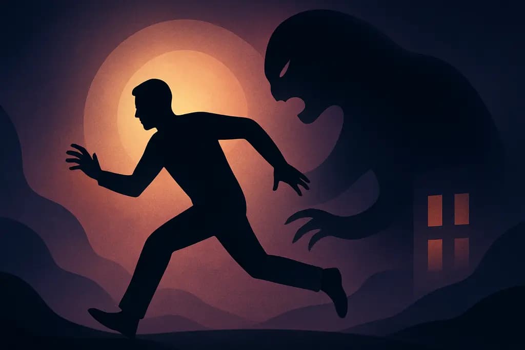 Dream illustration: black escaping danger figure