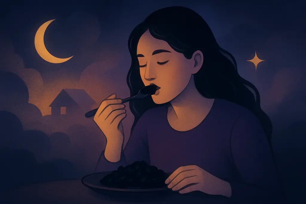Dream illustration: black food that tastes like childhood memories