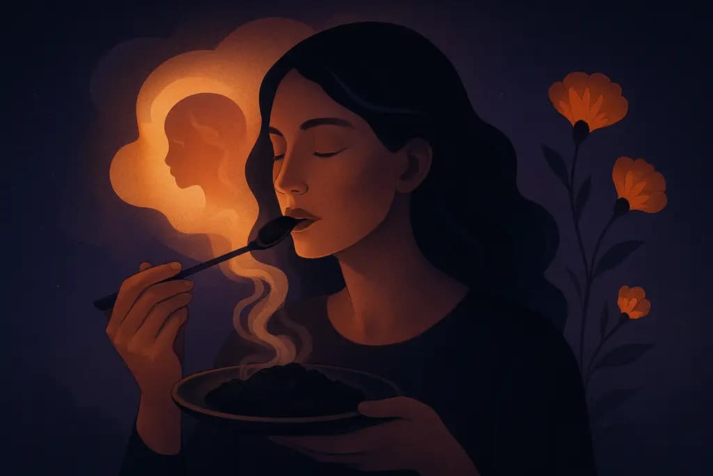 Dream illustration: black food that tastes like vivid memories