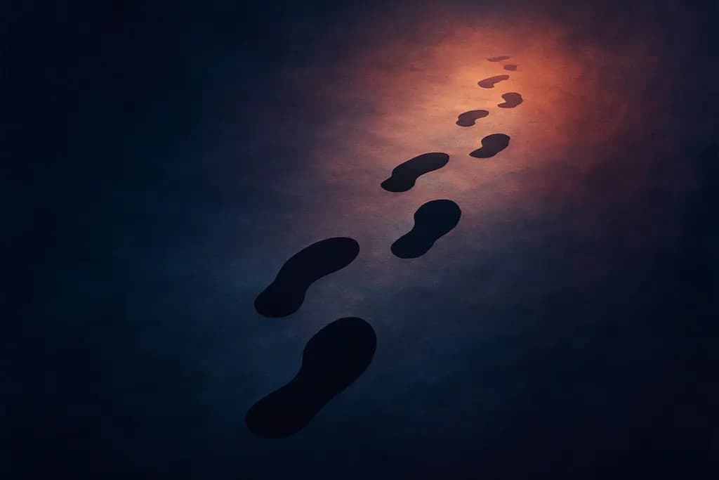 Dream illustration: black footsteps with no one visible