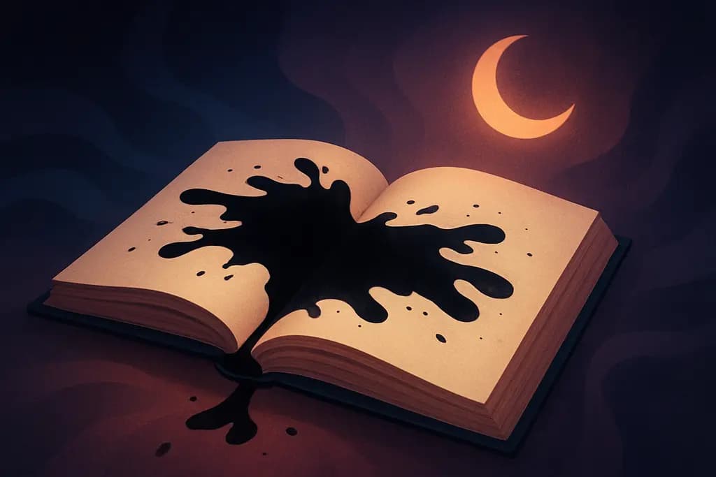 Dream illustration: Black ink spreading across pages