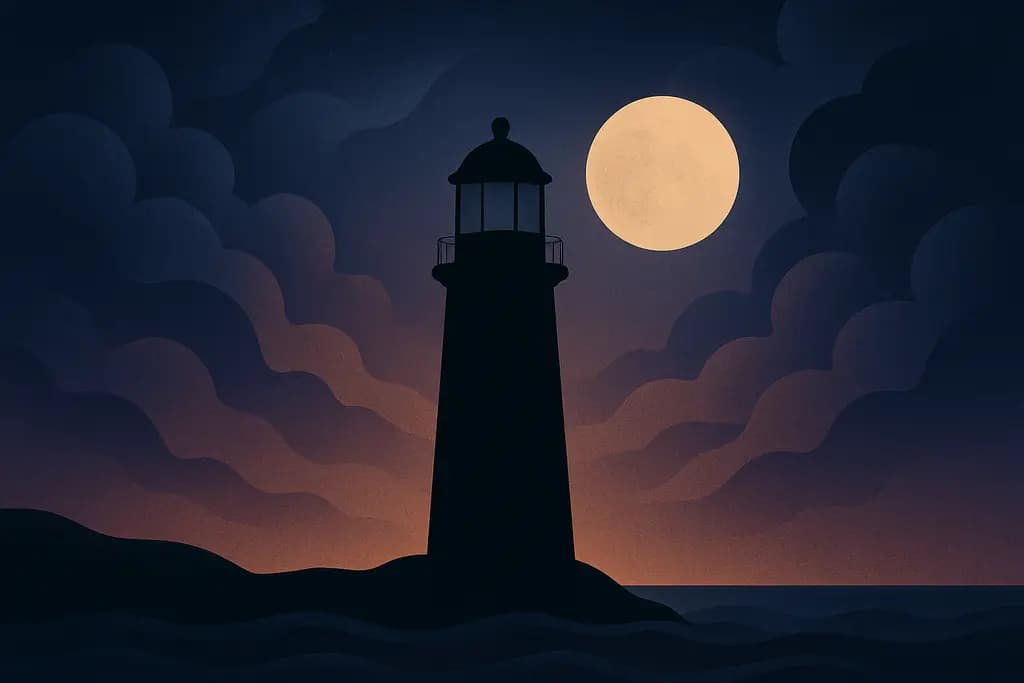 Dream illustration: black lighthouse whose light goes out