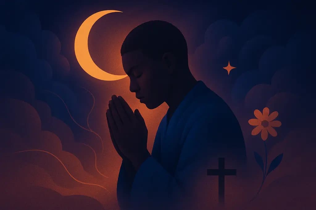 Dream illustration: black person praying in dream