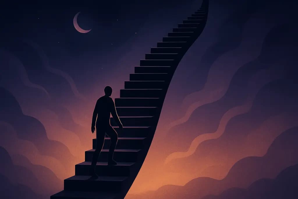 Dream illustration: black staircase stretches as you climb