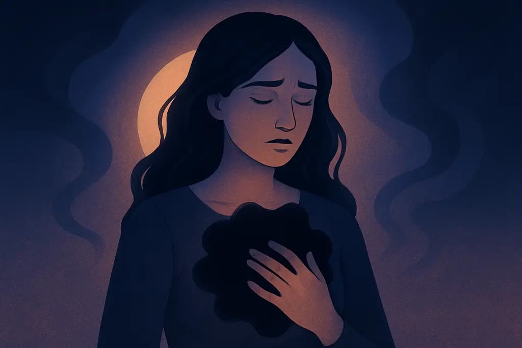 Dream illustration: black unseen pressure on my chest in dream