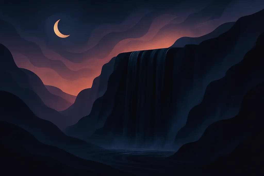 Dream illustration: black waterfalls
