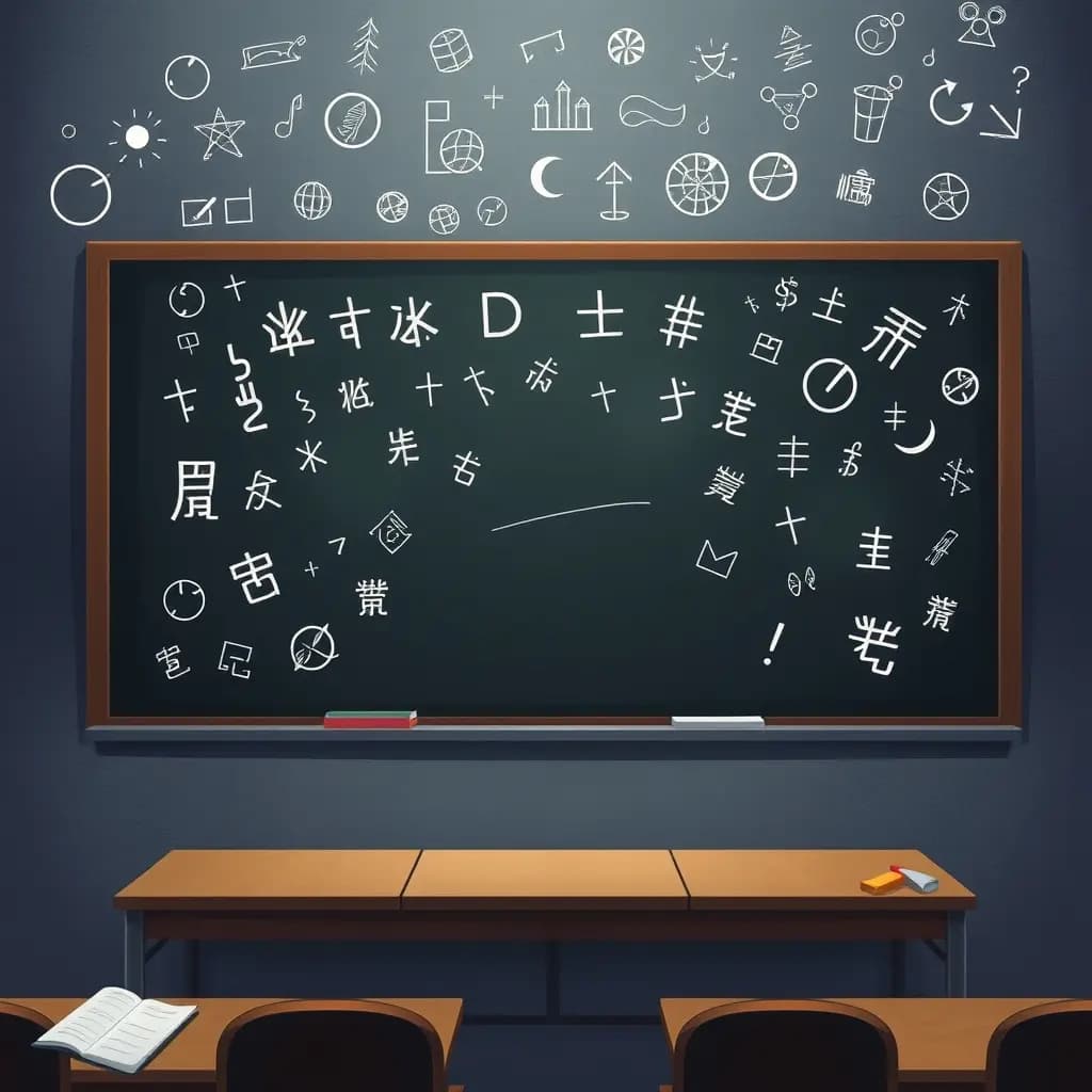 Dream illustration: Blackboard Filling with Unknown Symbols