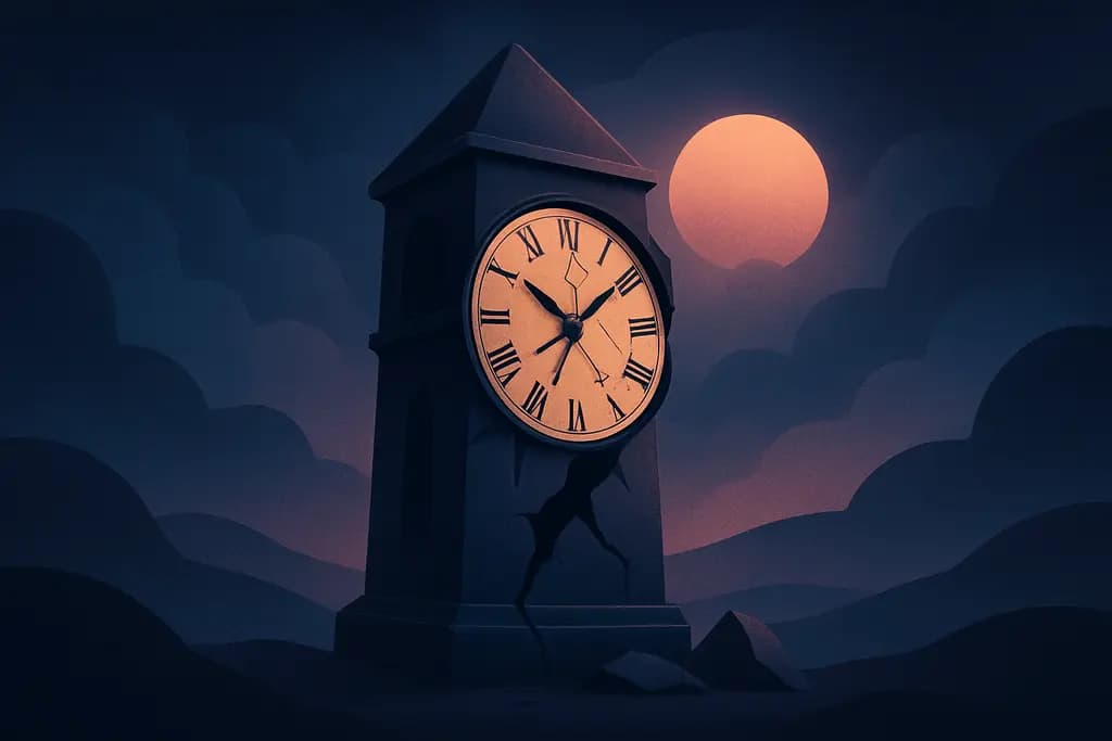 Dream illustration: Broken clock tower