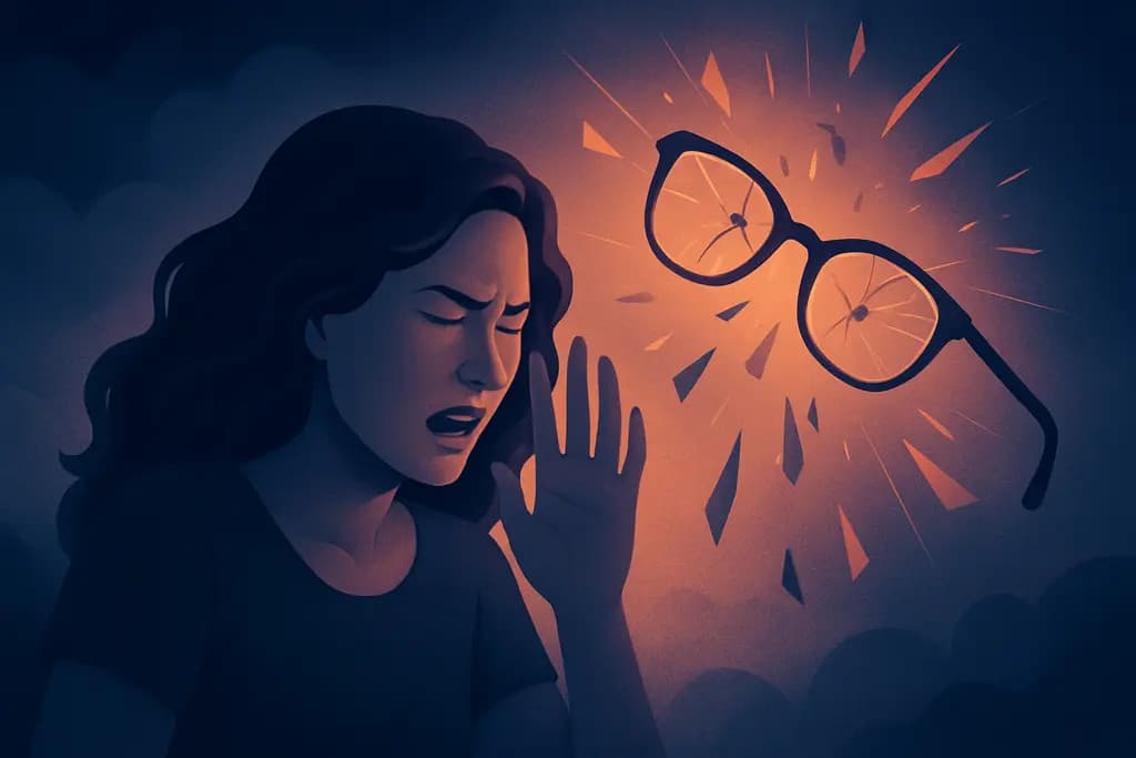 Dream illustration: broken eyeglasses attacking me dream
