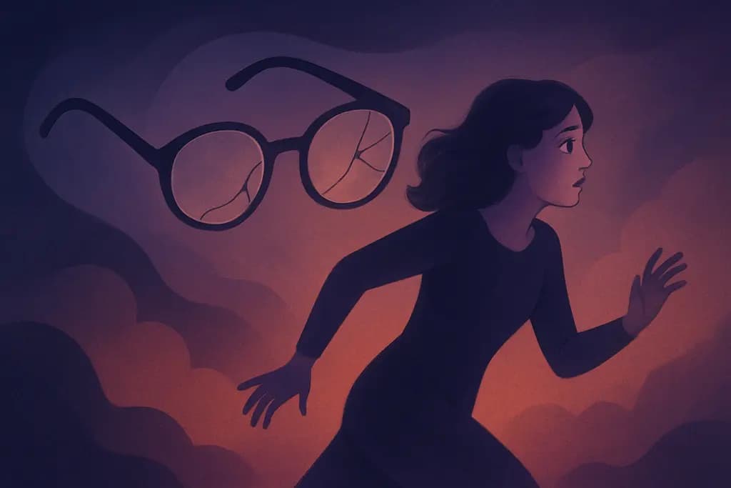 Dream illustration: broken eyeglasses chasing me in a dream