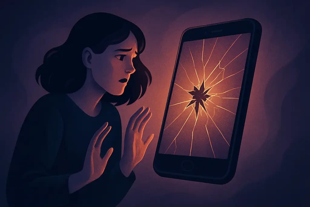 Dream illustration: broken phone screen attacking me dream meaning