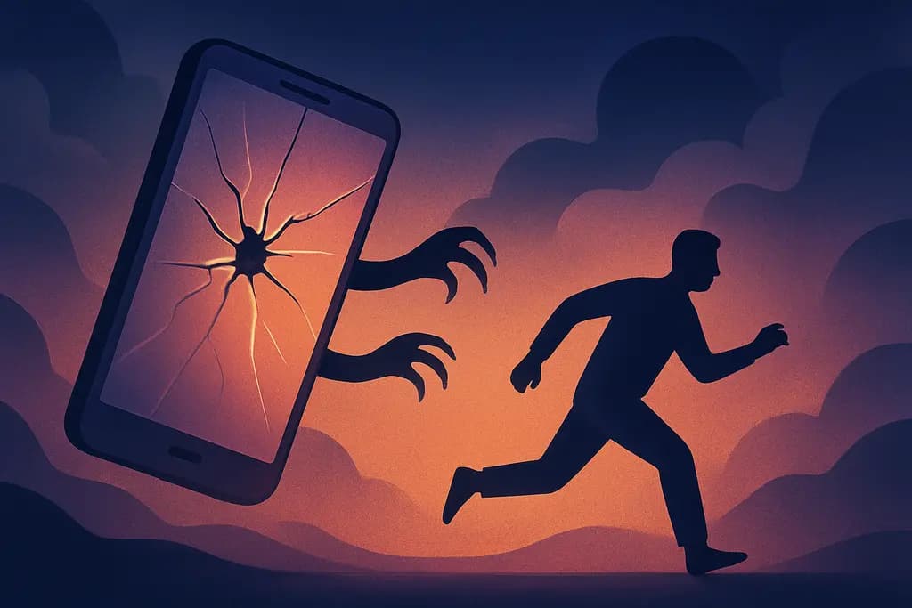 Dream illustration: broken smartphone chasing me dream