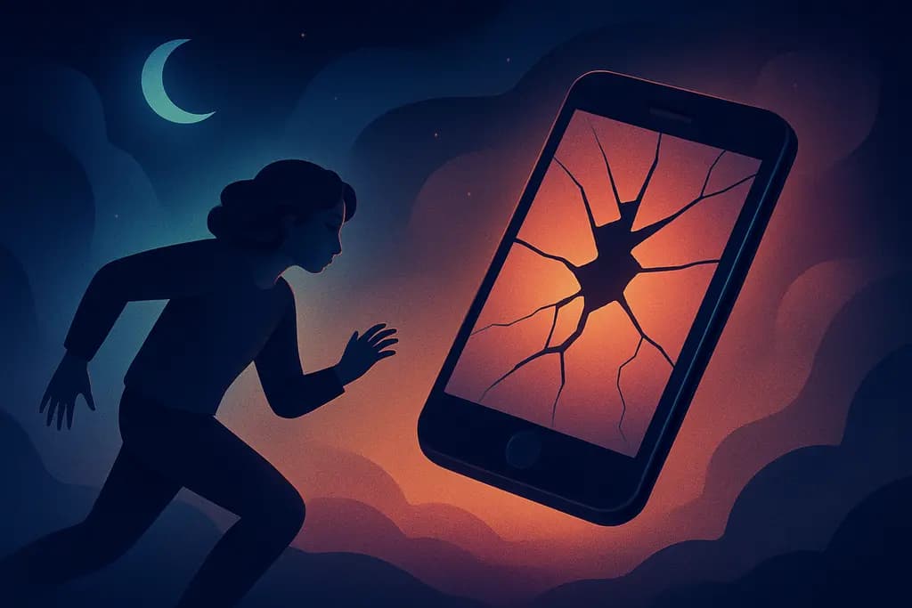 Dream illustration: broken smartphone chasing me in dream
