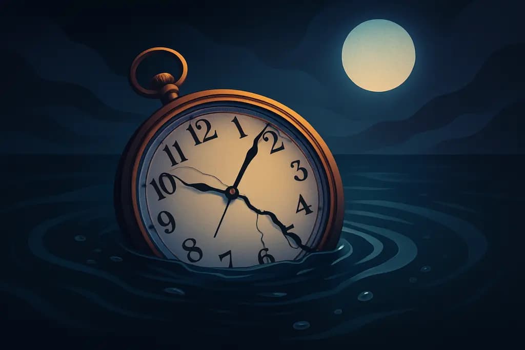 Dream illustration: broken watch in water