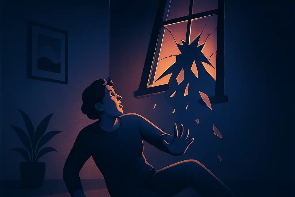 Dream illustration: broken window falling on me dream