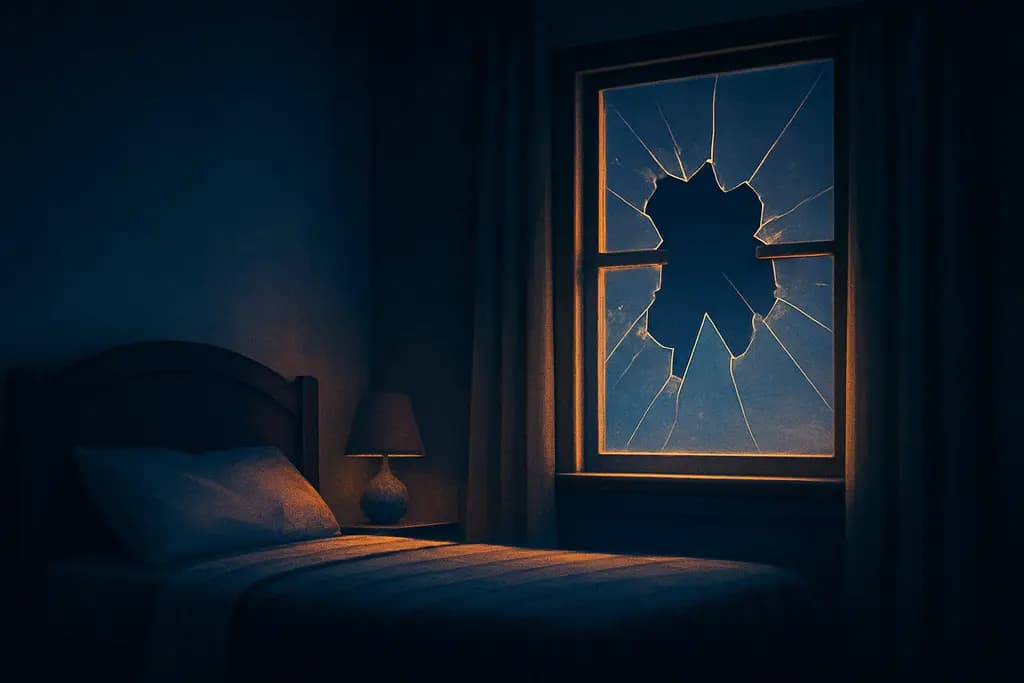 Dream illustration: broken window in bedroom dream