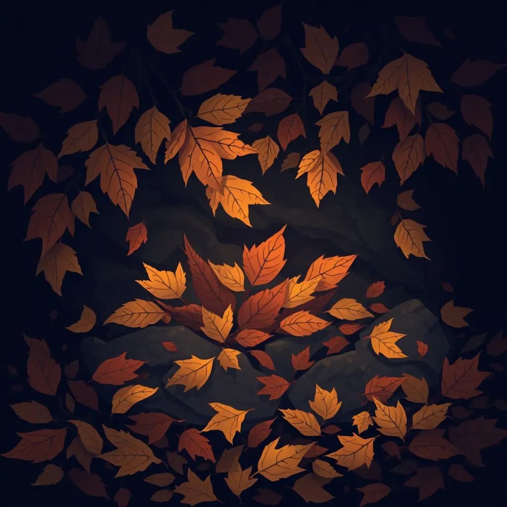 Dream illustration: Buried under autumn leaves