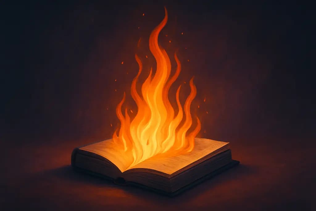 Dream illustration: Burning book or diary