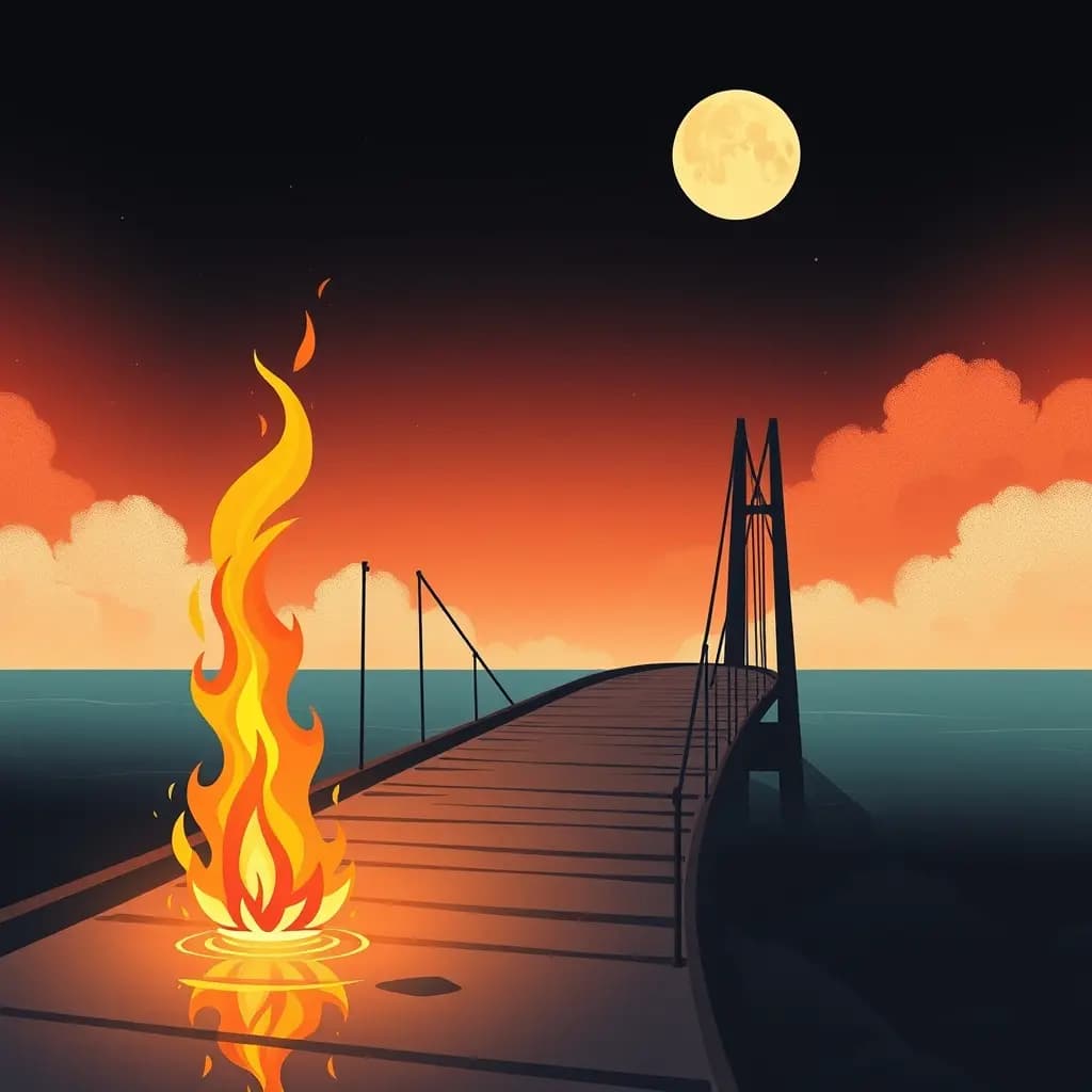 Dream illustration: Burning bridge