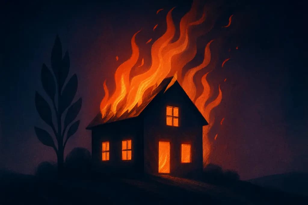 Dream illustration: Burning building