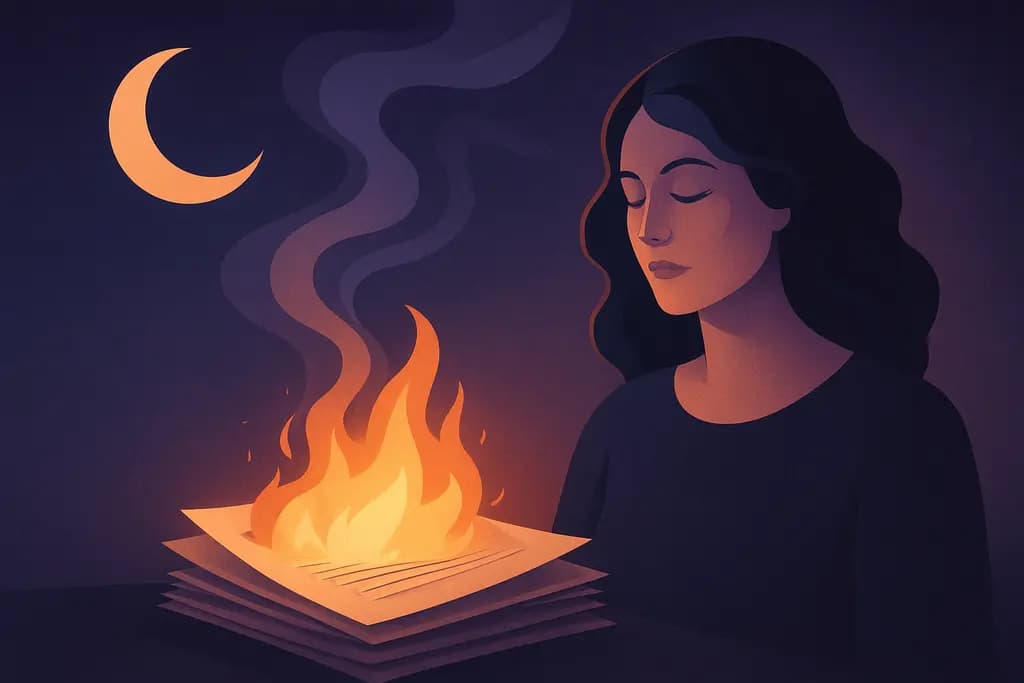 Dream illustration: Burning paperwork