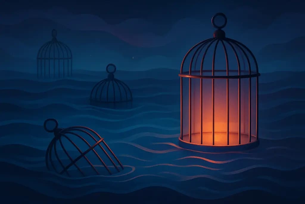 Dream illustration: cages in water dream