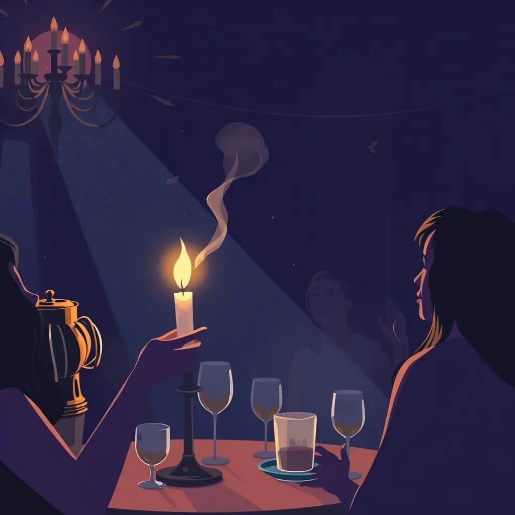Dream illustration: Candle blowing out at party