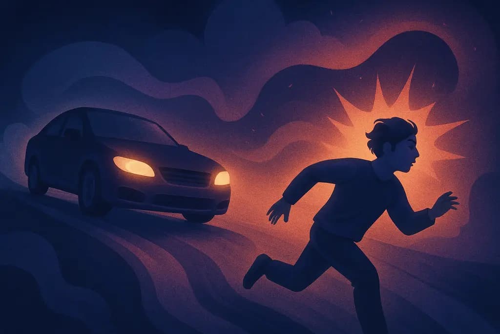 Dream illustration: car chasing me then crashing dream
