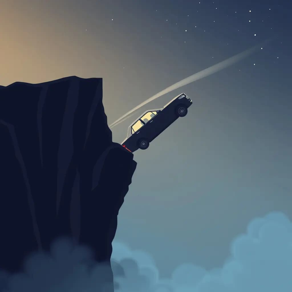 Dream illustration: Car plunging off a cliff